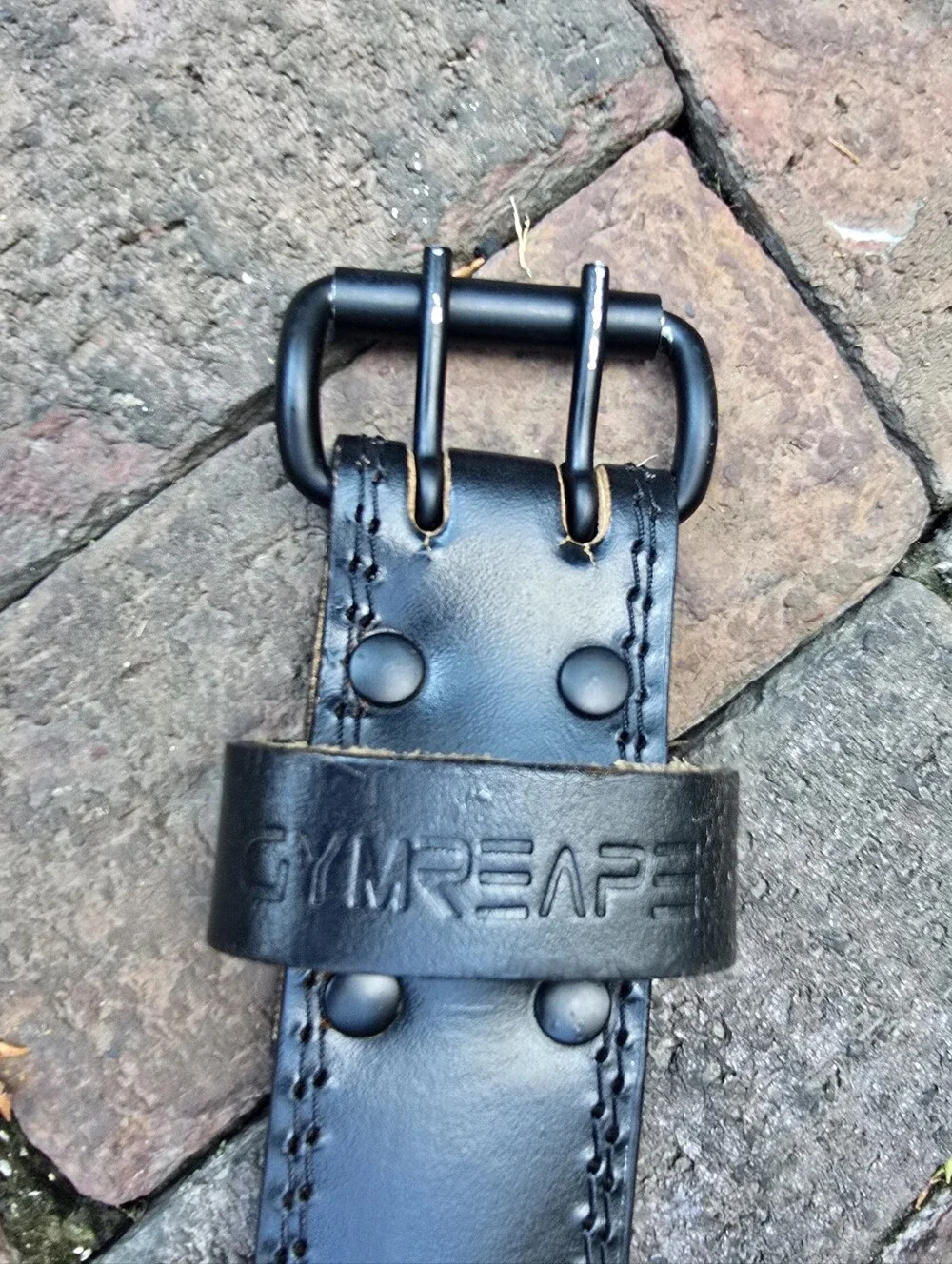 Gym Reaper Black Leather Weightlifting Belt - XL CrossFit Workout Power Lifting
